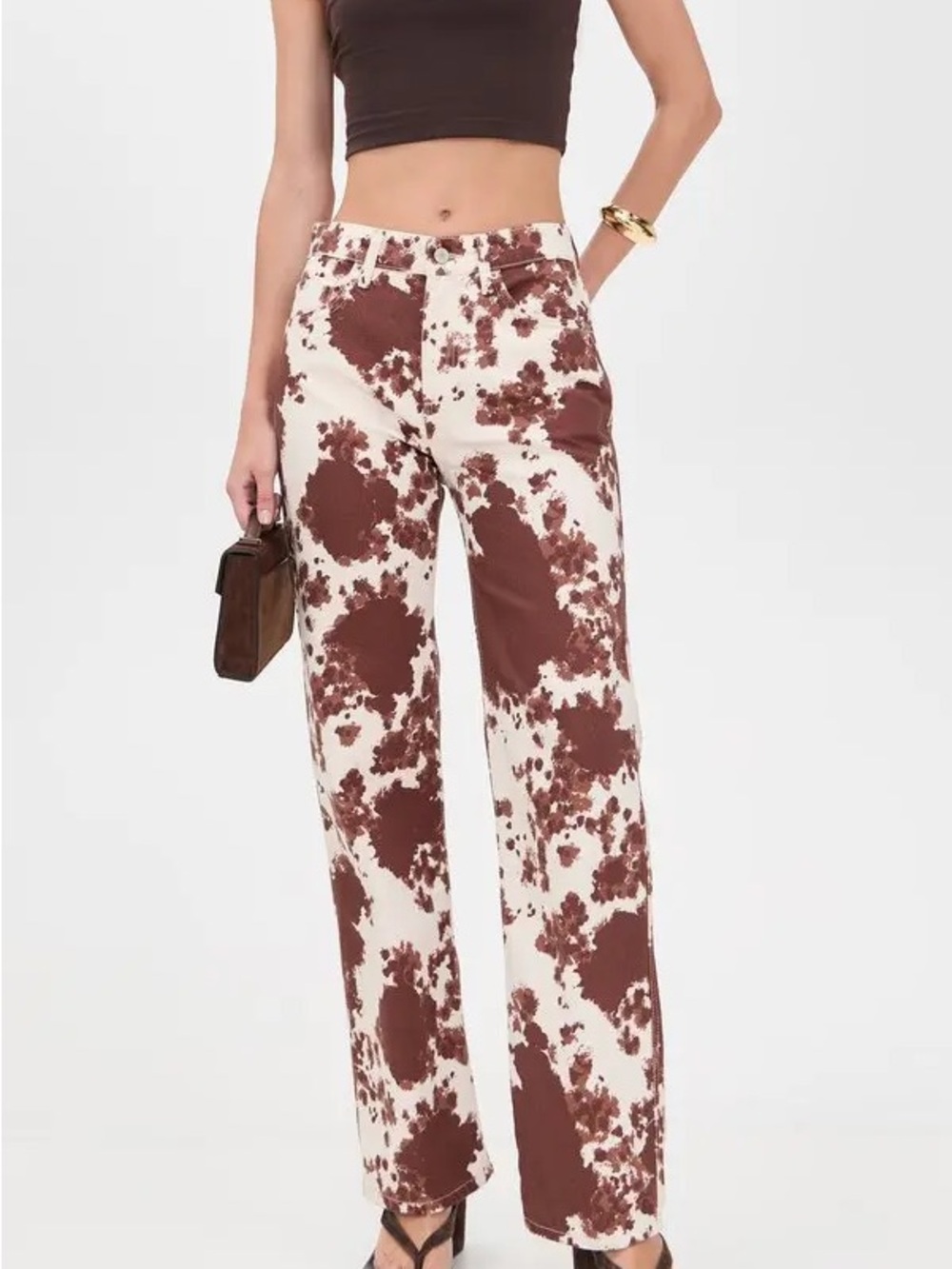 Reformation Val '90s High Waist Cowhide Print Jeans